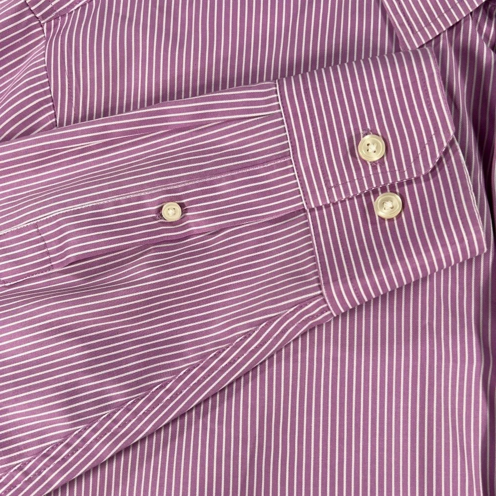 Banana Republic Shirt Mens Large Purple Striped‎ Long Sleeve Button Up Classic